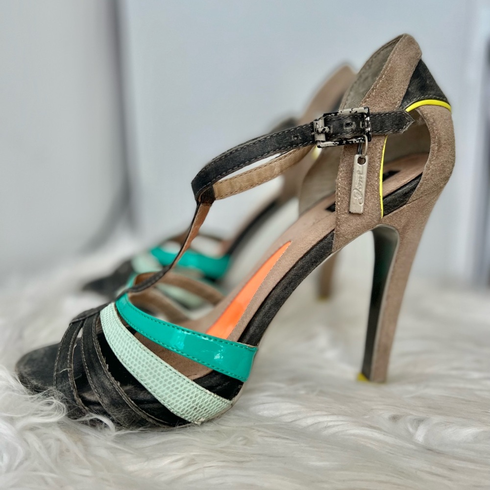 Diesel leather suede high heel sandals